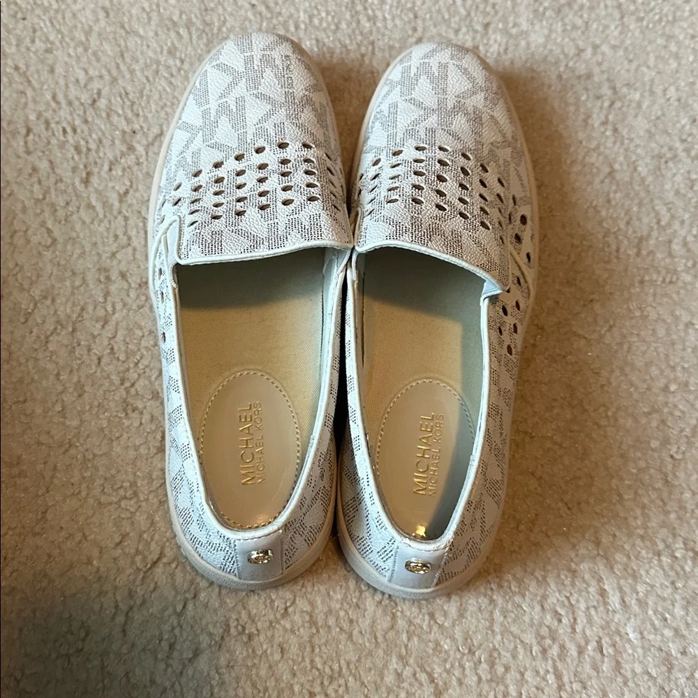 Michael Kors Cream Perforated Slip-On Sneakers - Picture 2 of 8